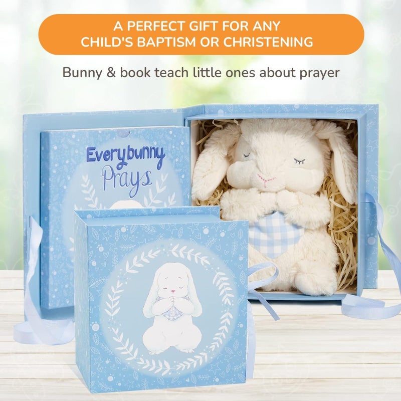 Tickle & Main Everybunny Prays Bunny Stuffed Animal & Musical Toy - Blue, 7 in Plush & Illustrated Book, Recites Now I Lay Me Down to Sleep - Baptism Gifts for Boys - Christening Gifts for Boys - Image 4